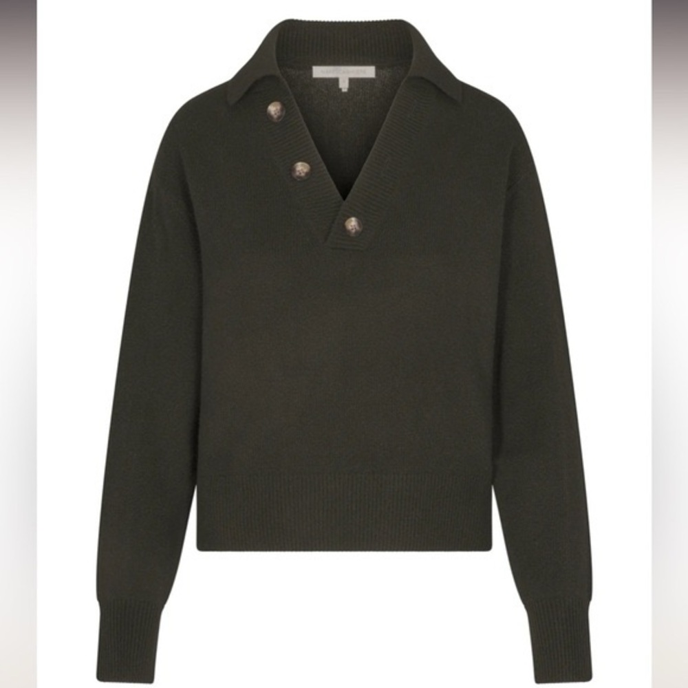 NAKED Cashmere Renata Henley In Olive Green